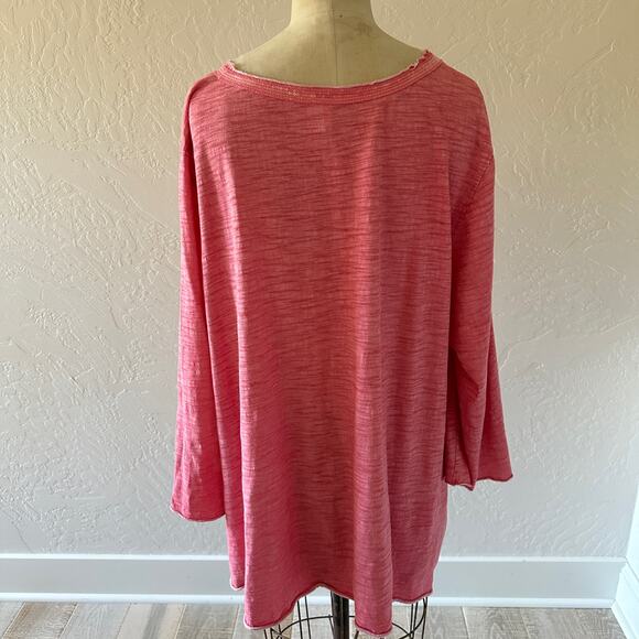 LULU B | Womens Pullover Cotton Top Sequin Trim Size 1X Pink Whimsical Lagenlook - Picture 2 of 10